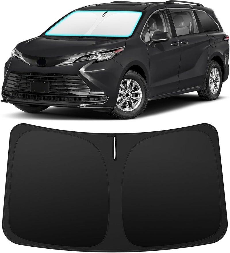 INSAUTO Foldable Windshield Sun Shade for Toyota Sienna 2021-2026, Heat & UV Protection Car Sunshade with Storage Bag, Keep Interior Cool & Easy Installation - Image 1
